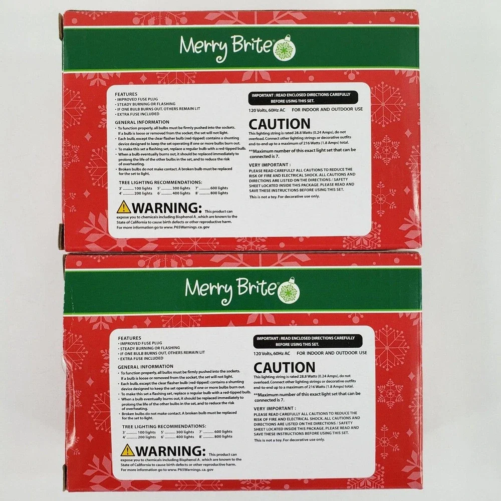 Lot of 2 Merry Brite 70 ct Mini Multi Color Lights White Wire Christmas Patio